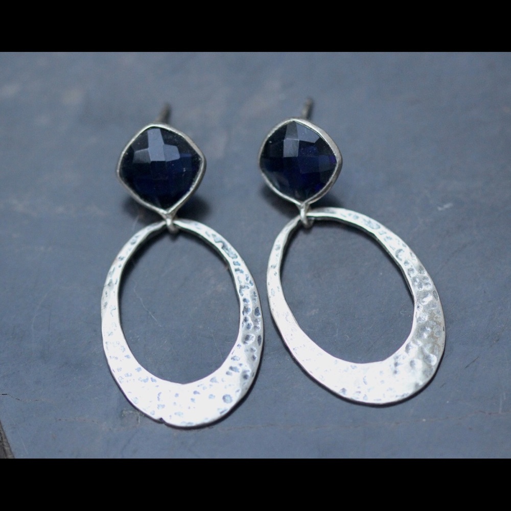Sterling Silver Blue Sapphire Earrings